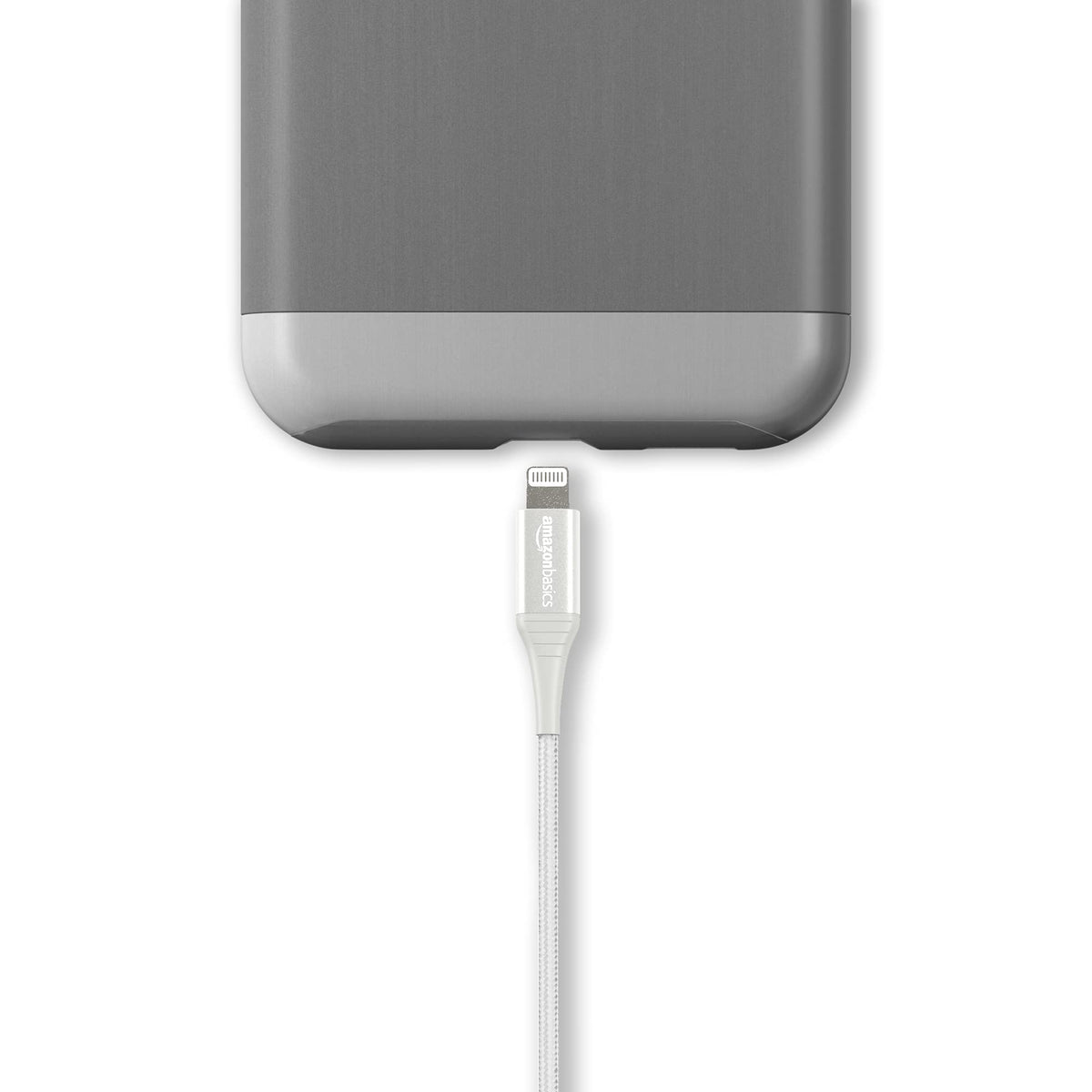 MFi certified Amazon Basics cable compatible with iPhone and iPad devices