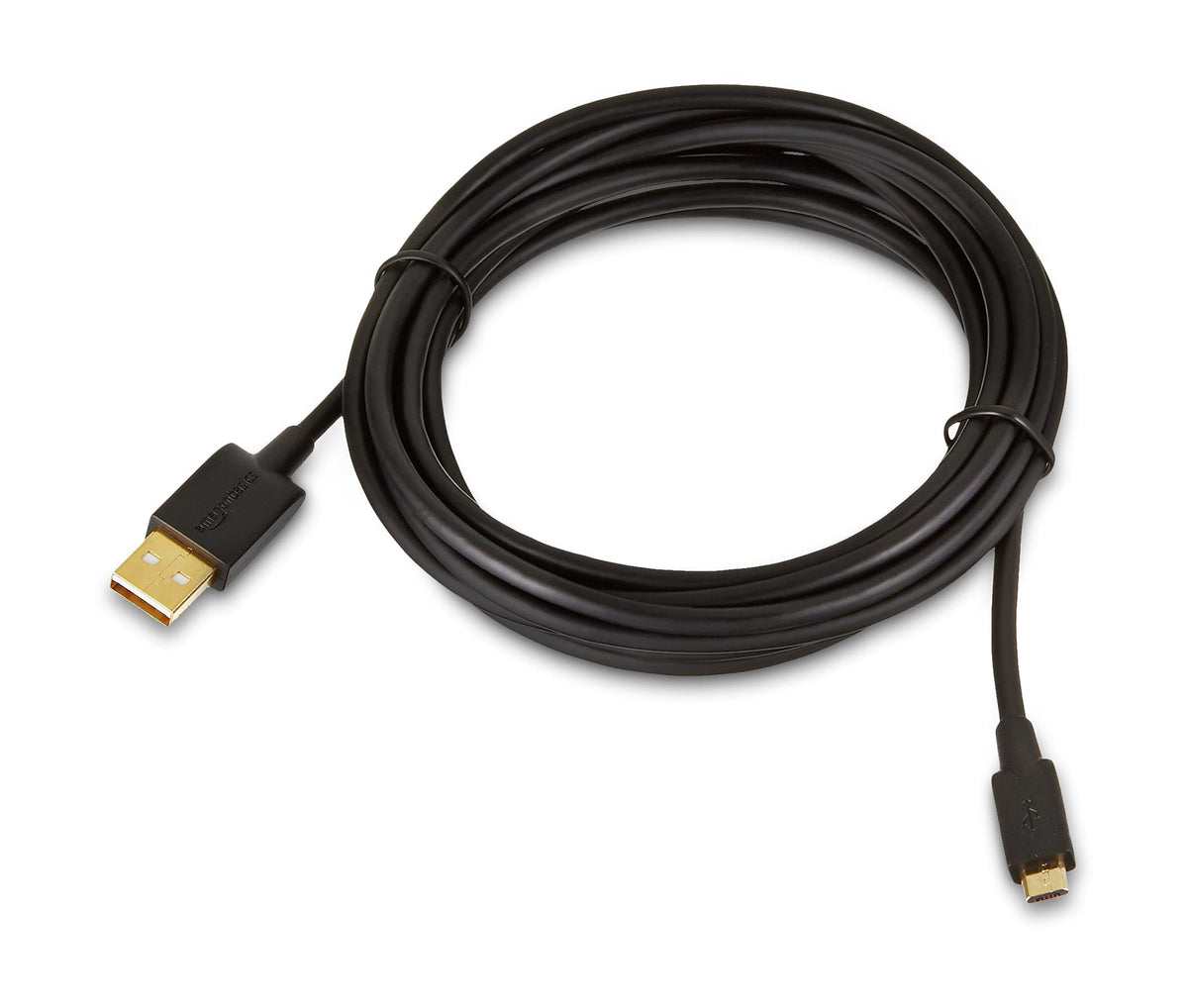 Durable flexible jacket shown on Amazon Basics USB-A to Micro USB cable.