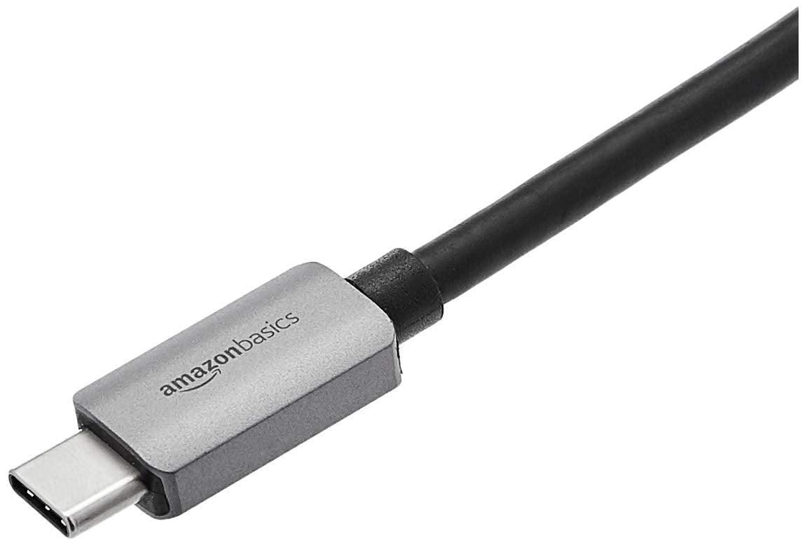 Plug-and-play USB-C to HDMI connection shown with a TV setup.