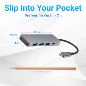 Amazon Basics USB-C hub compact travel design fits slim laptops on the go.