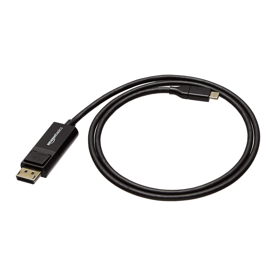 Amazon Basics USB-C to DisplayPort cable delivers 4K60 video to a monitor.
