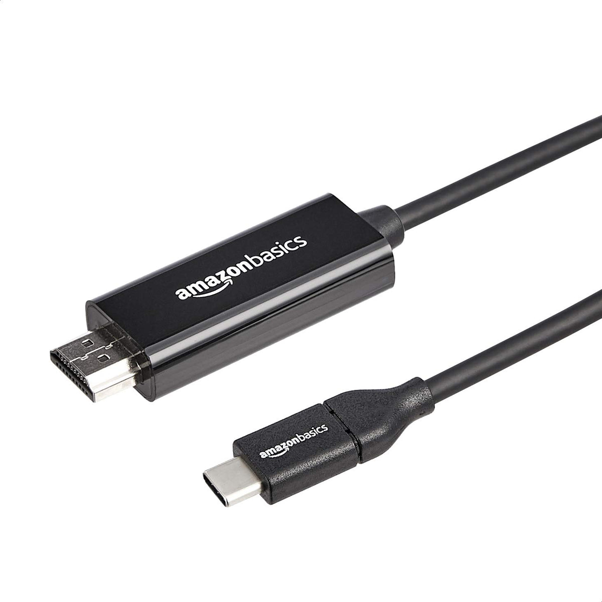 Amazon Basics USB C to HDMI connector close-up demonstrating durable build for reliable performance