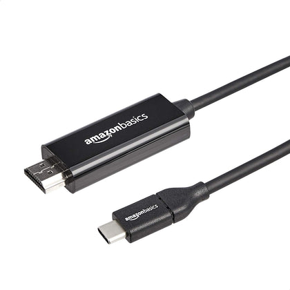 Amazon Basics USB C to HDMI connector close-up demonstrating durable build for reliable performance