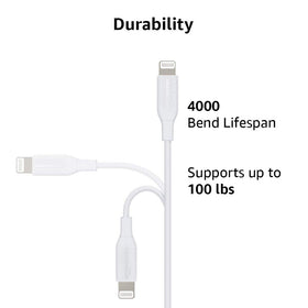 Amazon Basics cable in use charging iPhone with a USB-C charger.