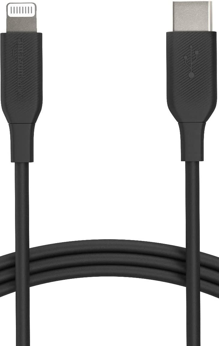 Amazon Basics USB-C to Lightning Cable connector end with textured grip for easy use