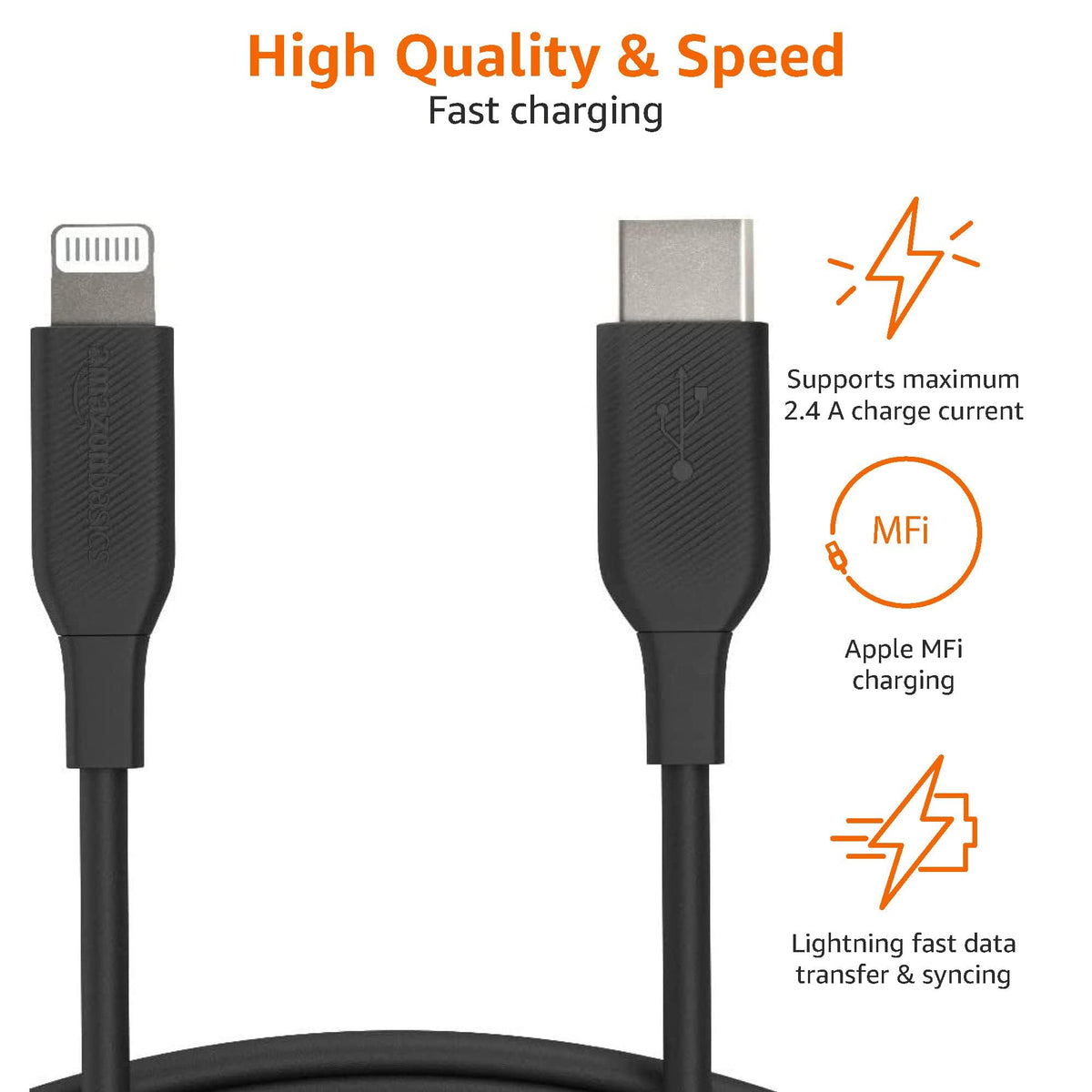 Amazon Basics USB-C to Lightning Cable charging with Power Delivery on compatible iPhone
