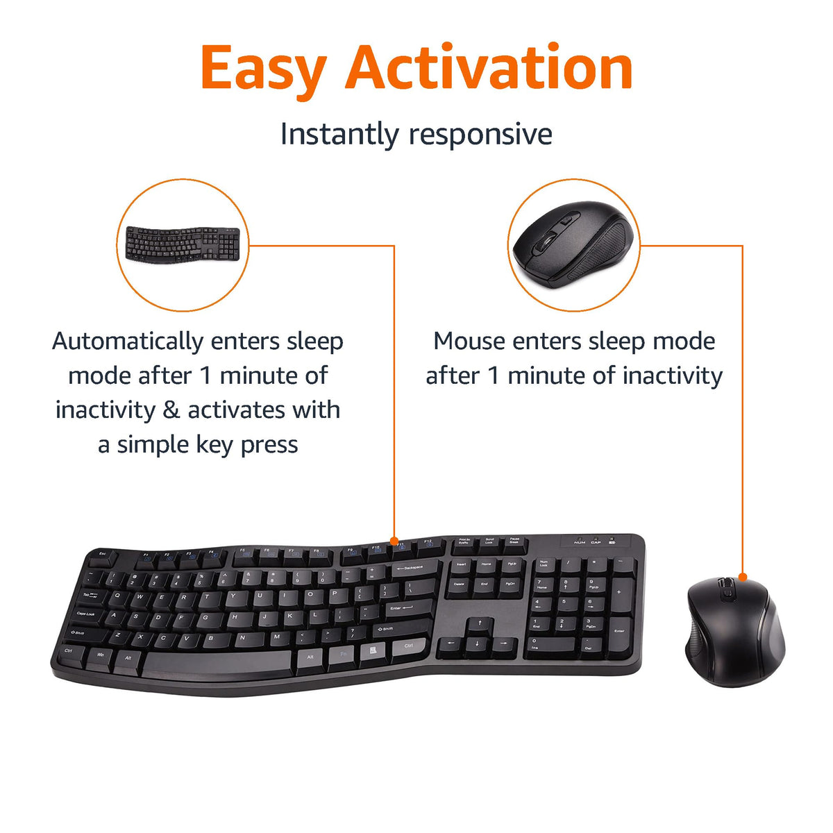 Amazon Basics USB receiver stored in mouse compartment for safe transport and quick setup