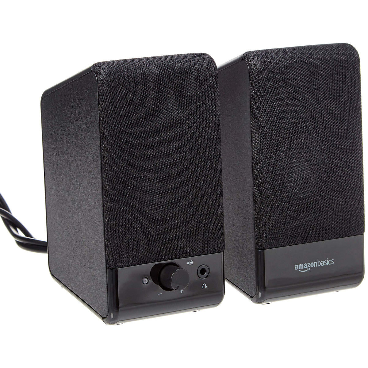 Amazon Basics USB-powered computer speakers front view for easy desktop setup
