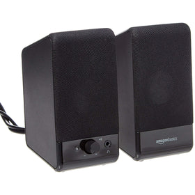Amazon Basics USB-powered computer speakers front view for easy desktop setup