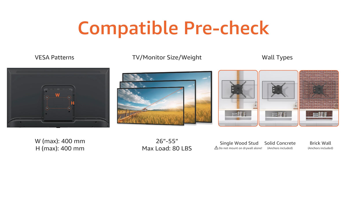Amazon Basics wall mount hardware included for secure, easy installation