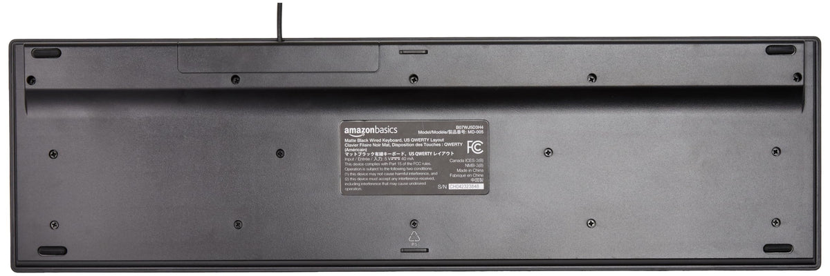 Amazon Basics wired keyboard USB connection closeup signals plug and play setup for Windows