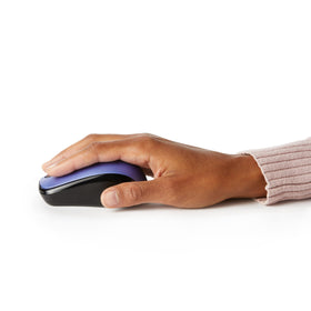 Amazon Basics wireless mouse blue top view three-button layout