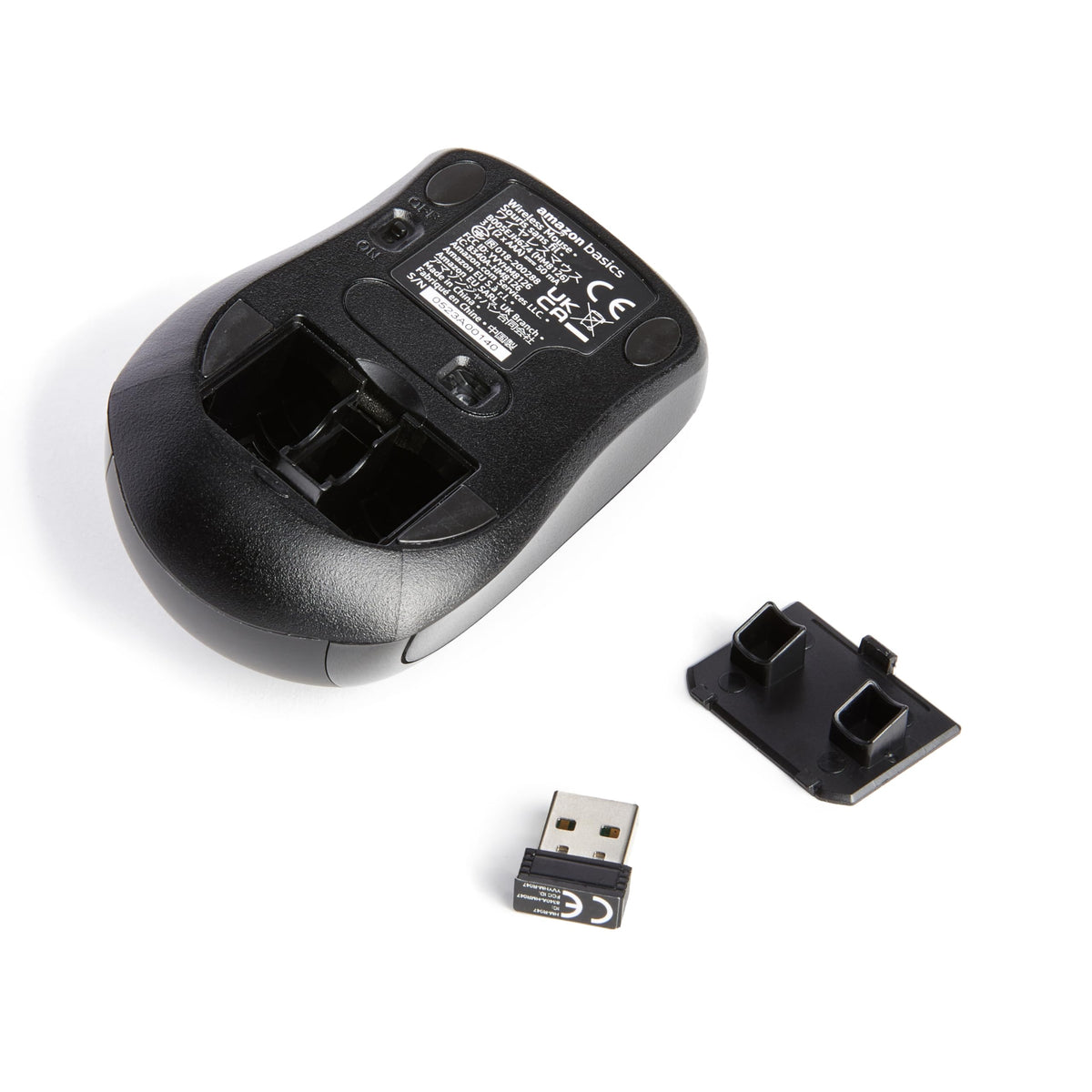 Amazon Basics wireless mouse designed for multi-device compatibility across PCs