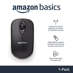 Amazon Basics wireless mouse offering smooth optical tracking for precise cursor control
