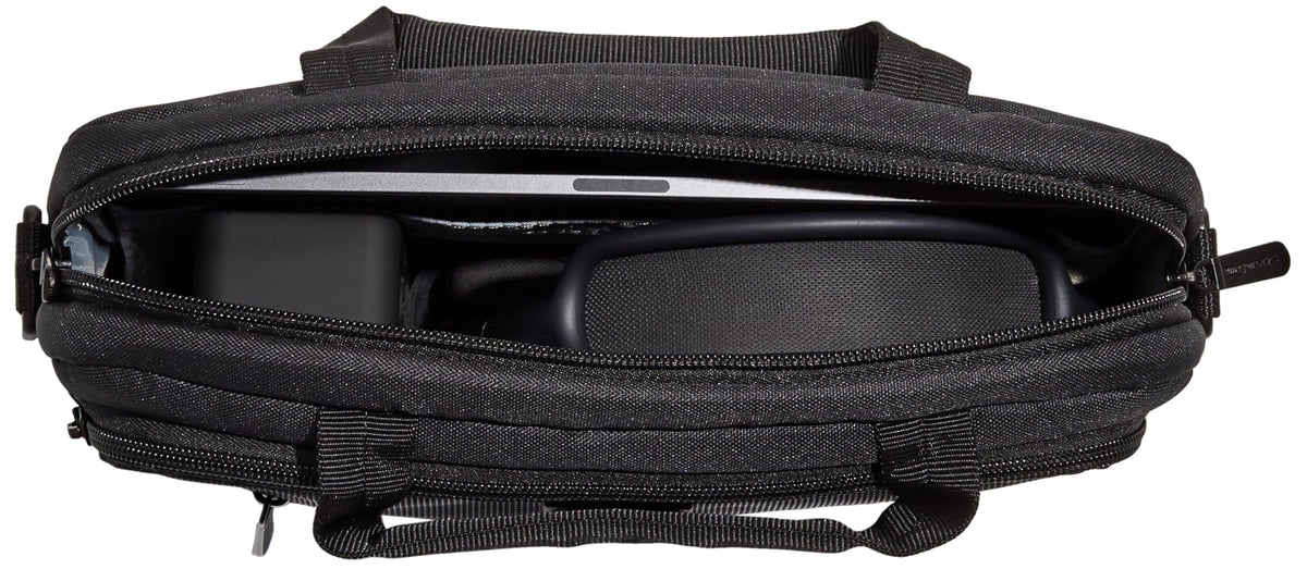 Dedicated tablet pocket protects devices in the Amazon Basics bag.