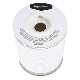 Amazon Basics 200-foot spooled wire demonstrates long reach for flexible home theater setup.