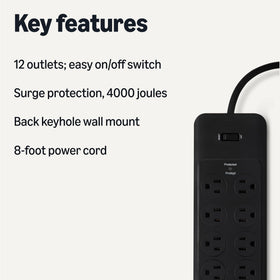 Amazon Basics surge protector 12 outlets ideal for gaming room setups.
