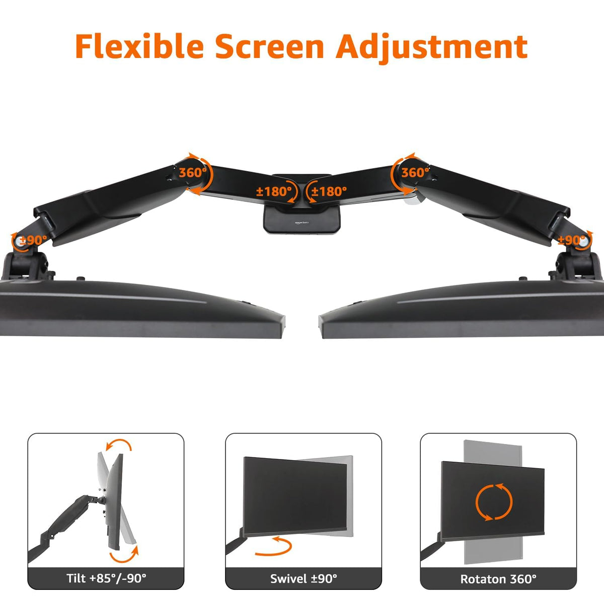 Amazon Basics C-clamp and grommet mounting options offering versatile desk fits
