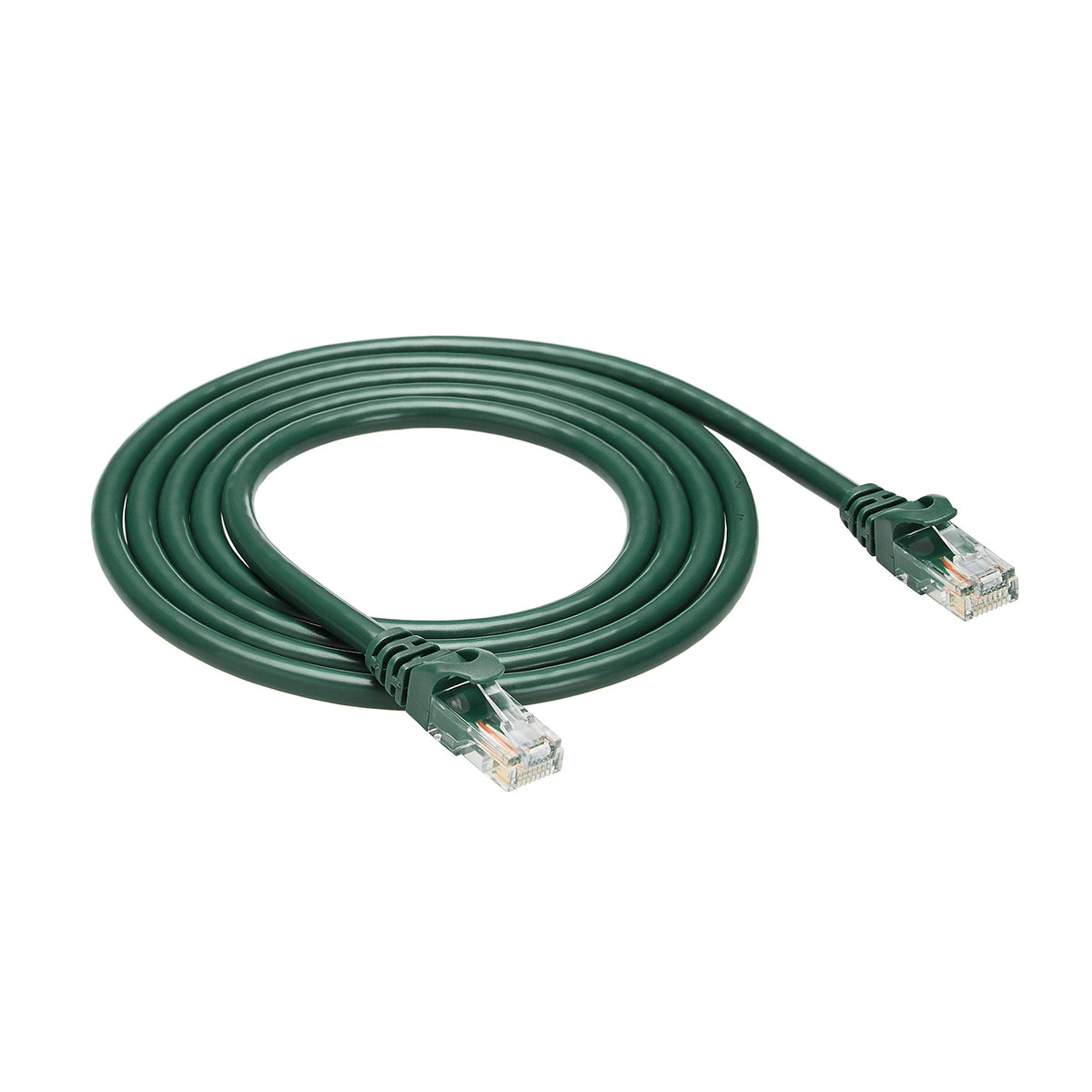Amazon Basics Cat6 with gold-plated contacts close-up for improved signal integrity.