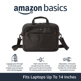 Amazon Basics laptop carrying case grab handles provide sturdy, convenient transport