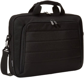 Amazon Basics 15.6-inch laptop and tablet case in black for on-the-go protection.