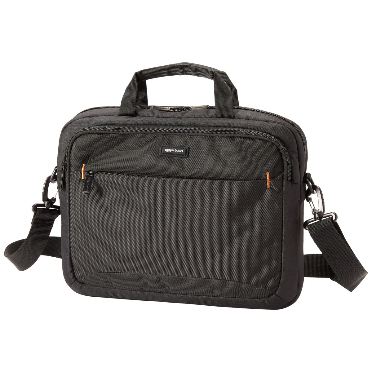 Amazon Basics laptop tablet case front compartment keeps cords organized on the go