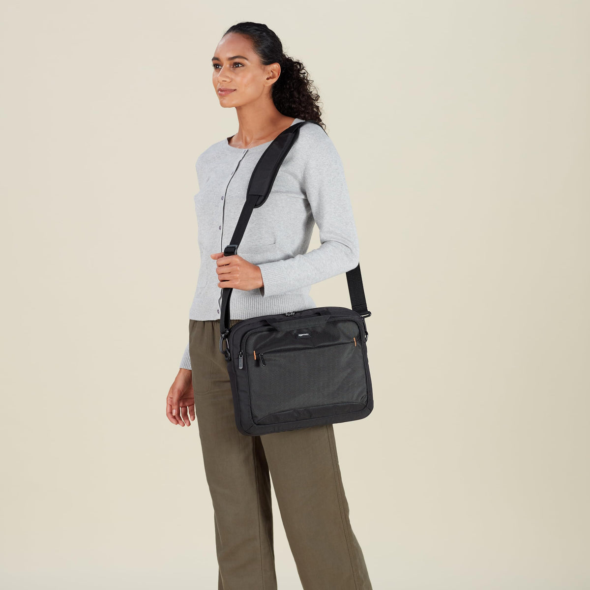 Amazon Basics laptop tablet case with shoulder strap offers hands-free carrying