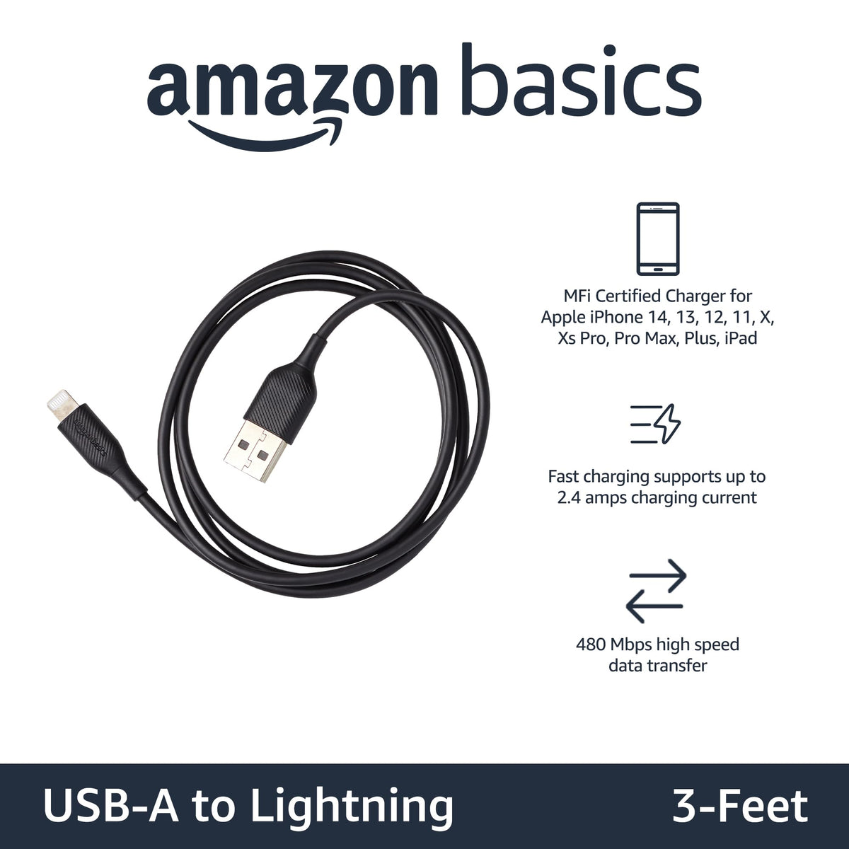 Amazon Basics lightning cables plugged into iPhone for fast charging and data transfer