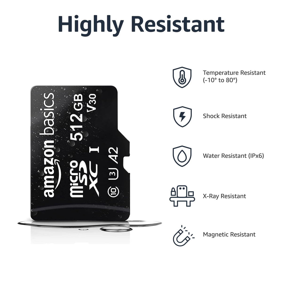 Amazon Basics microSDXC memory card demonstrates 4K and Full HD readiness for videos.