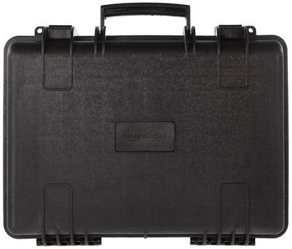 Amazon Basics portable DSLR case with customizable foam configuration for secure gear.