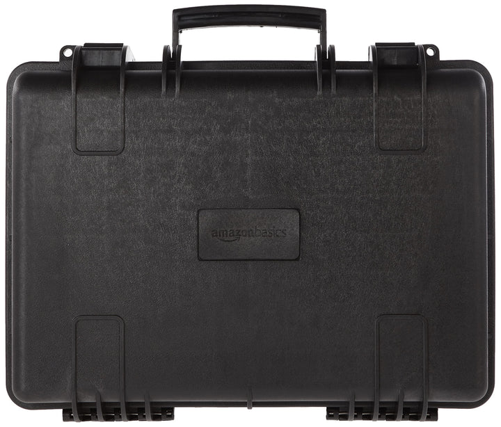 Amazon Basics portable DSLR case with customizable foam configuration for secure gear.