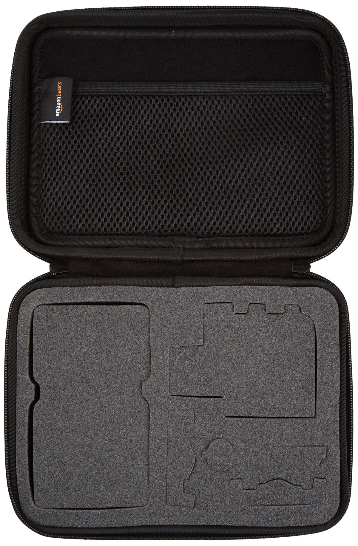 Compact 9x7x2.5 inch Amazon Basics case fits in bags and backpacks.