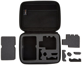 Interior slots in the Amazon Basics case hold GoPro and accessories securely.