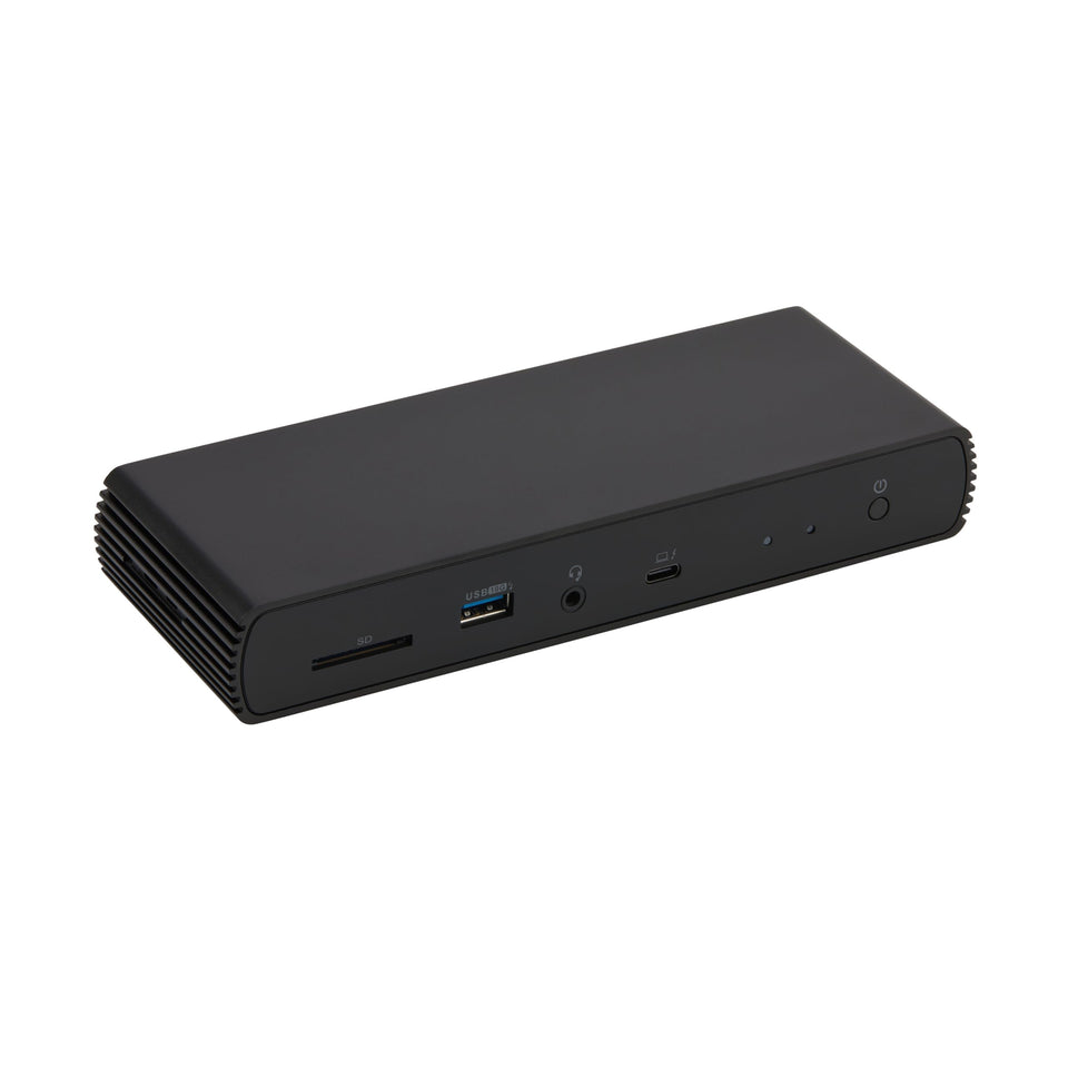 Amazon Basics Thunderbolt 4 Pro Dock front panel for organized multiport access.