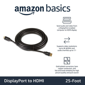 Amazon Basics uni-directional DisplayPort to HDMI cable for PC to display connections