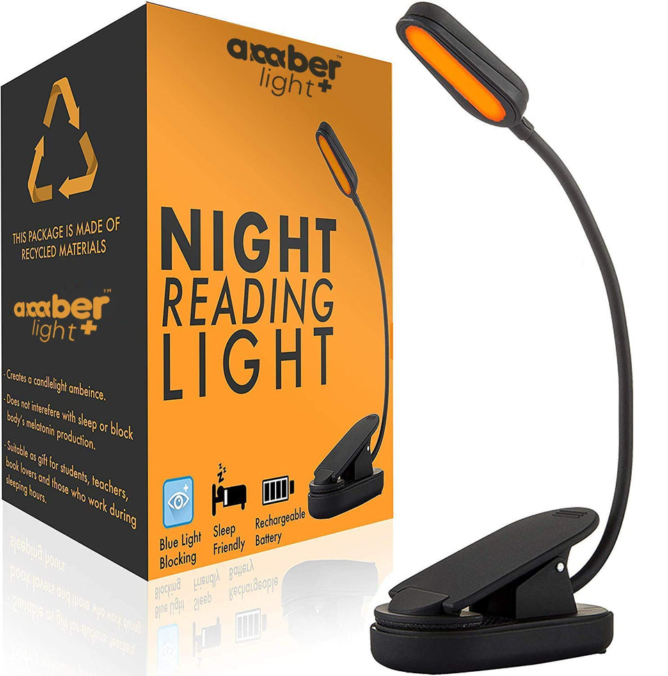 Amber Light + giftable book light with blue light blocking for late-night reading.