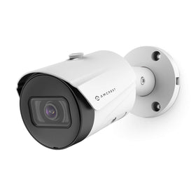 Amcrest front view showing camera housing and lens, for durable outdoor protection
