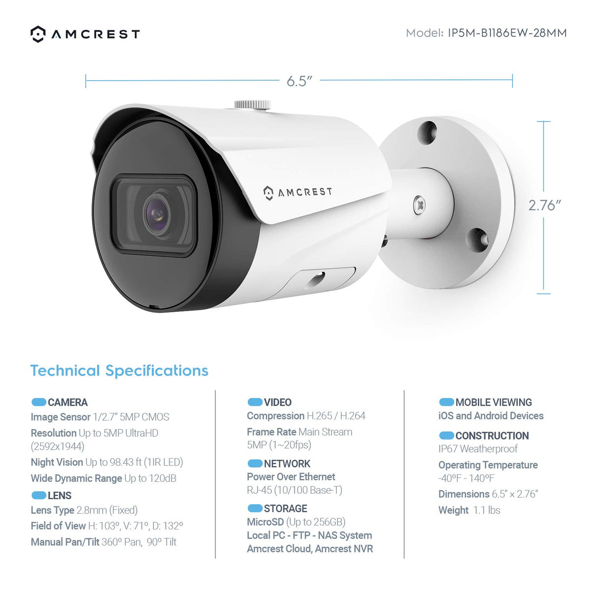 Amcrest closeup of lens and sensor showing high‑resolution imaging capability