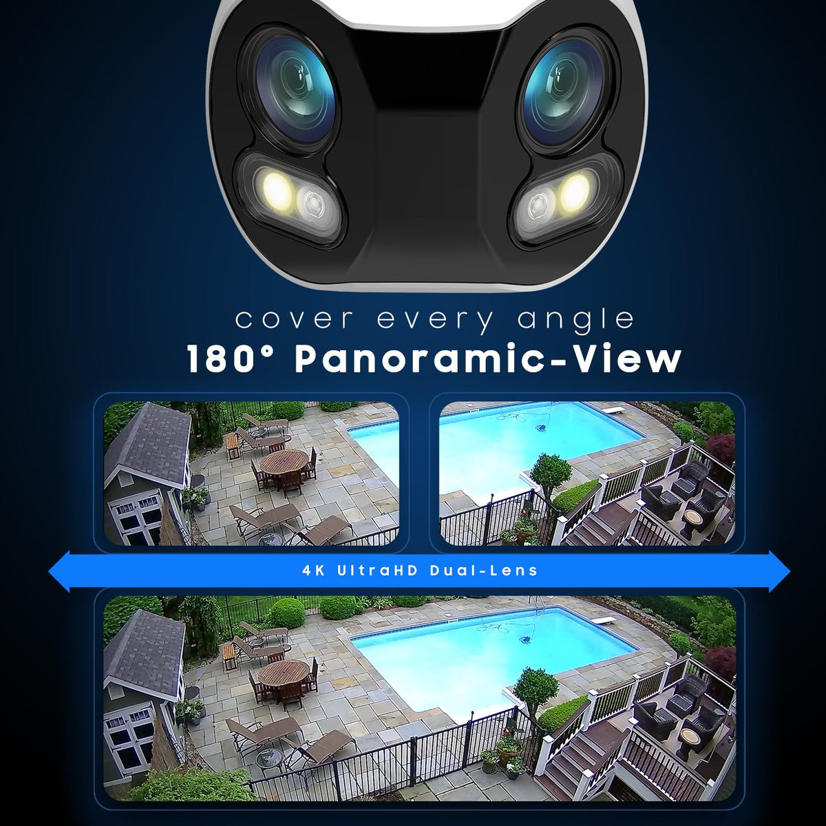 Amcrest Dual-Lens 4K outdoor camera 180° field of view captures wide areas