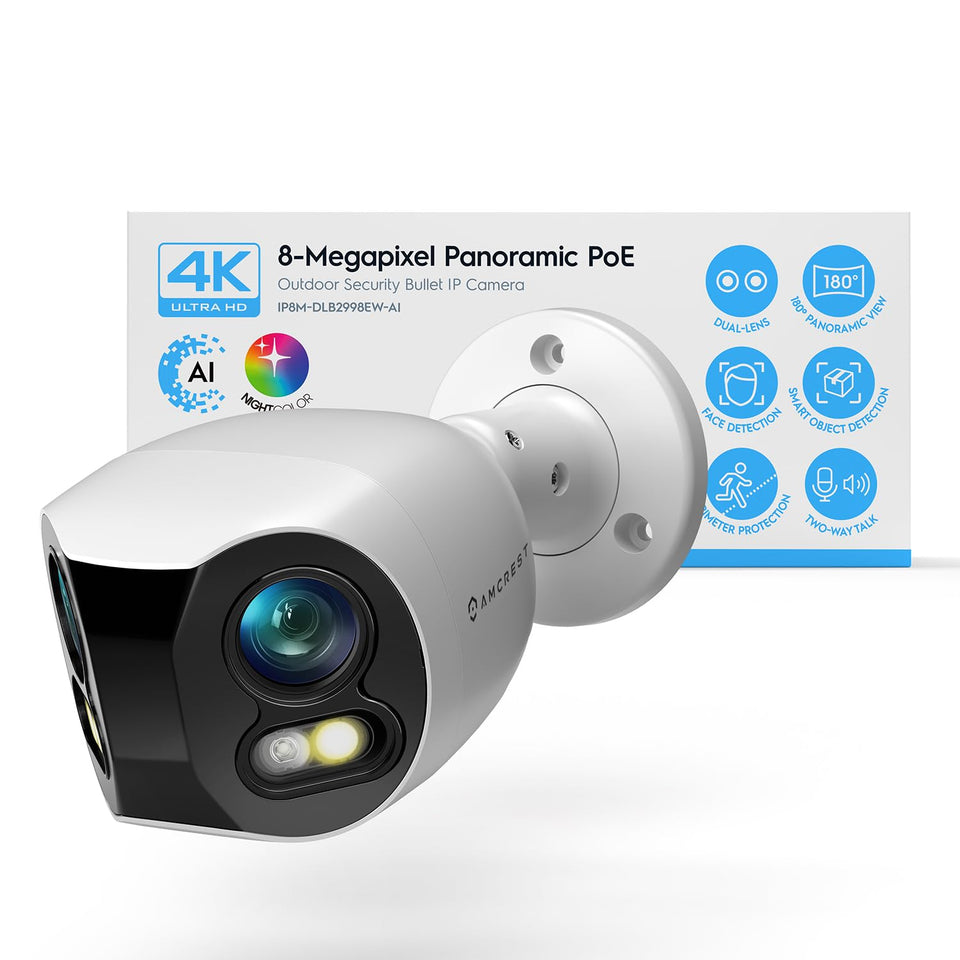Amcrest Dual-Lens 4K outdoor camera front view improves home security coverage
