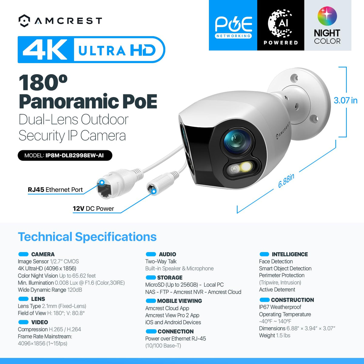 Amcrest PoE setup facilitates powered, networked installation