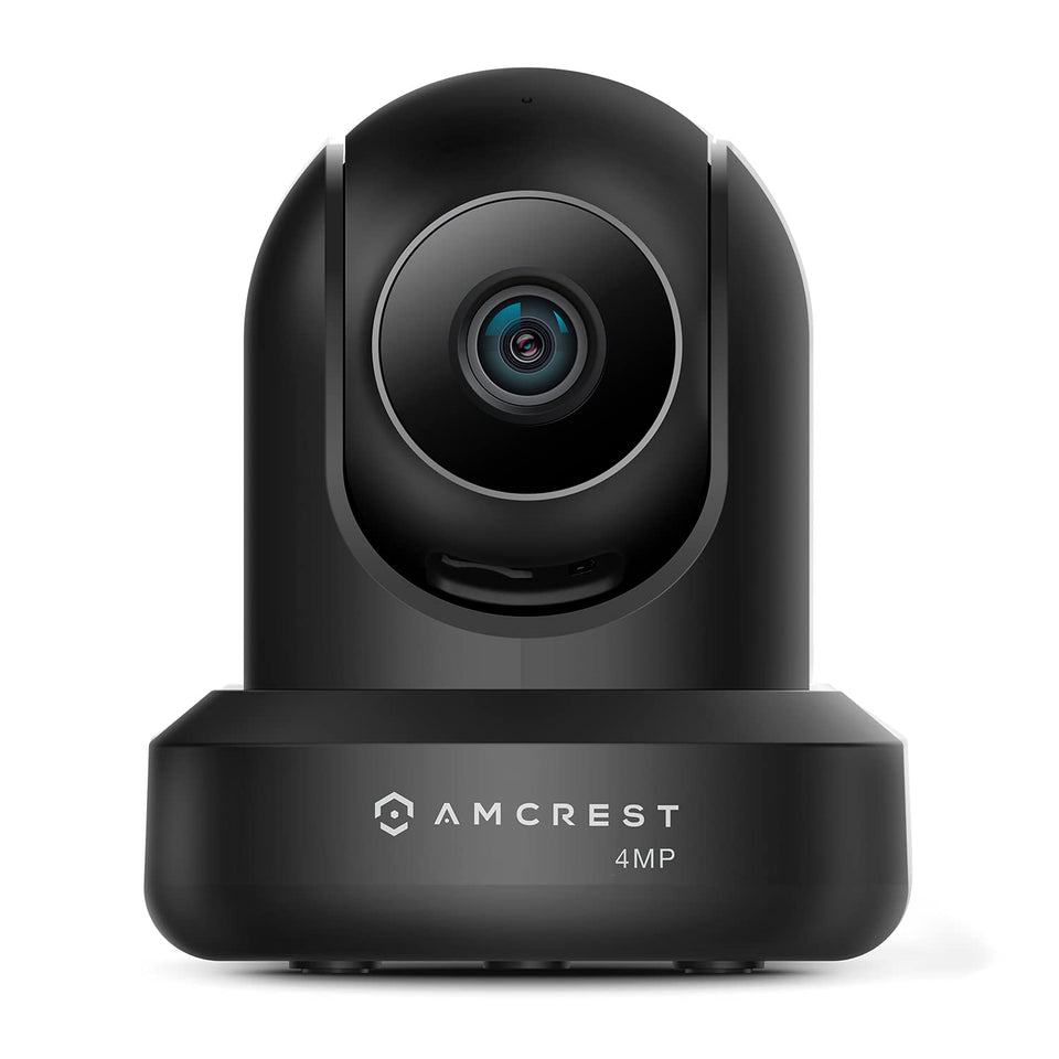 Amcrest front view showing camera body and lens, clear indoor monitoring benefit
