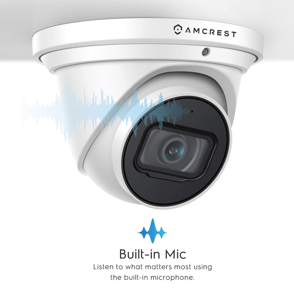 Amcrest UltraHD 4K night vision up to 98 feet for after dark monitoring.