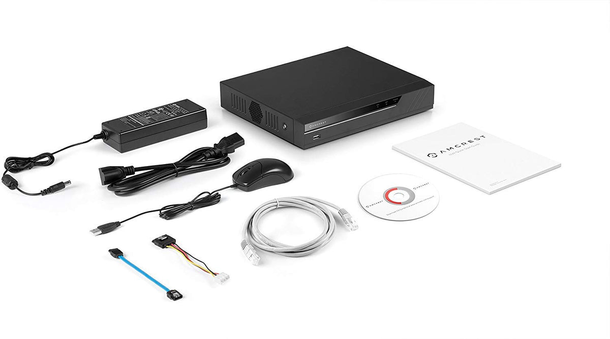 Amcrest NV4108E-HS included accessories: USB mouse and quick start guide