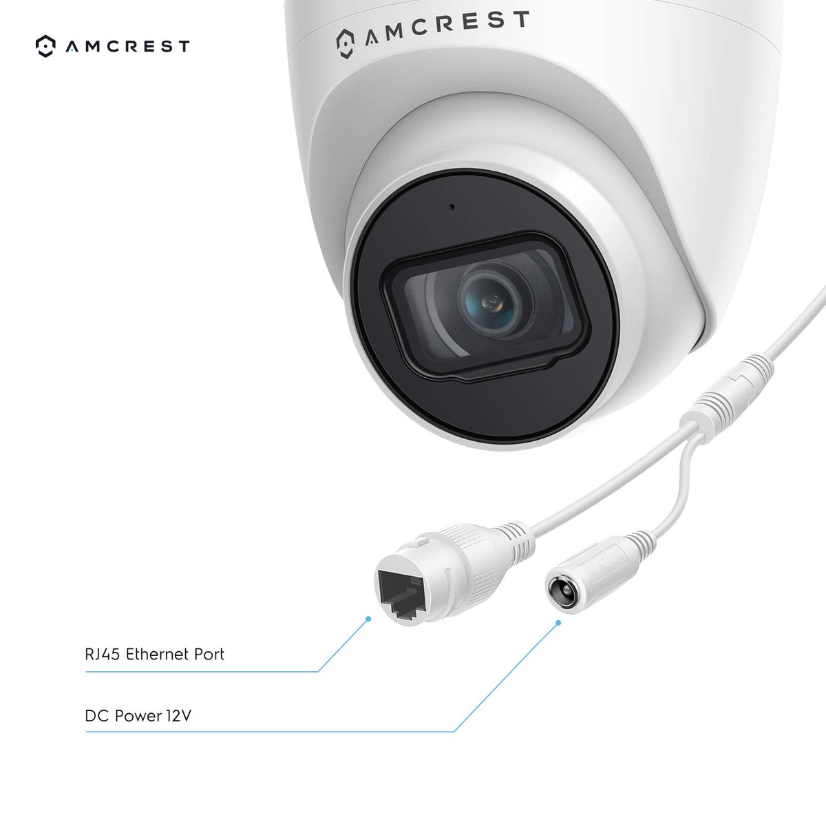Amcrest mounted on an exterior wall demonstrating wide coverage benefit