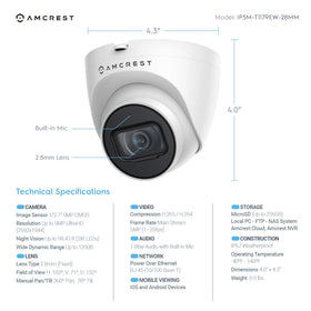 Amcrest side shot showing IP67 weather sealing and durable outdoor protection