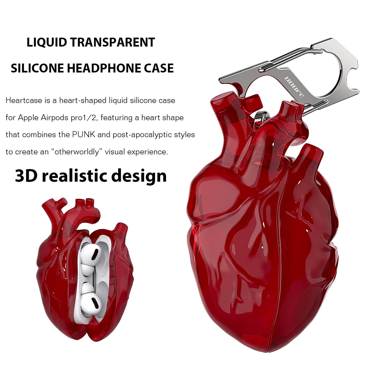 AmeiGoze AirPods Pro 2 case with carabiner and bottle opener for on-the-go use.