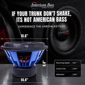 Surround edge of American Bass HD 15D1 with premium foam enhances travel and control under heavy power.