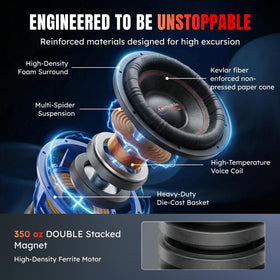 3-inch high-temperature voice coil on American Bass HD 15D1 demonstrates efficient power transfer.