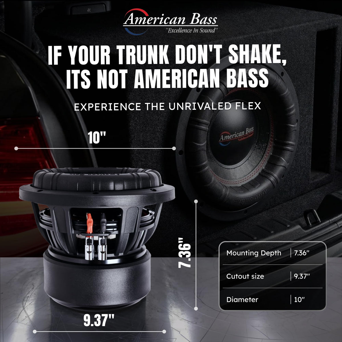 American Bass XFL 10in subwoofer suited for home audio setups too.